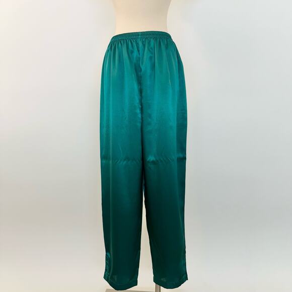 Victoria's Secret Vintage Gold Label Pajama SET Green Satin Jacquard Floral | M - Picture 8 of 14